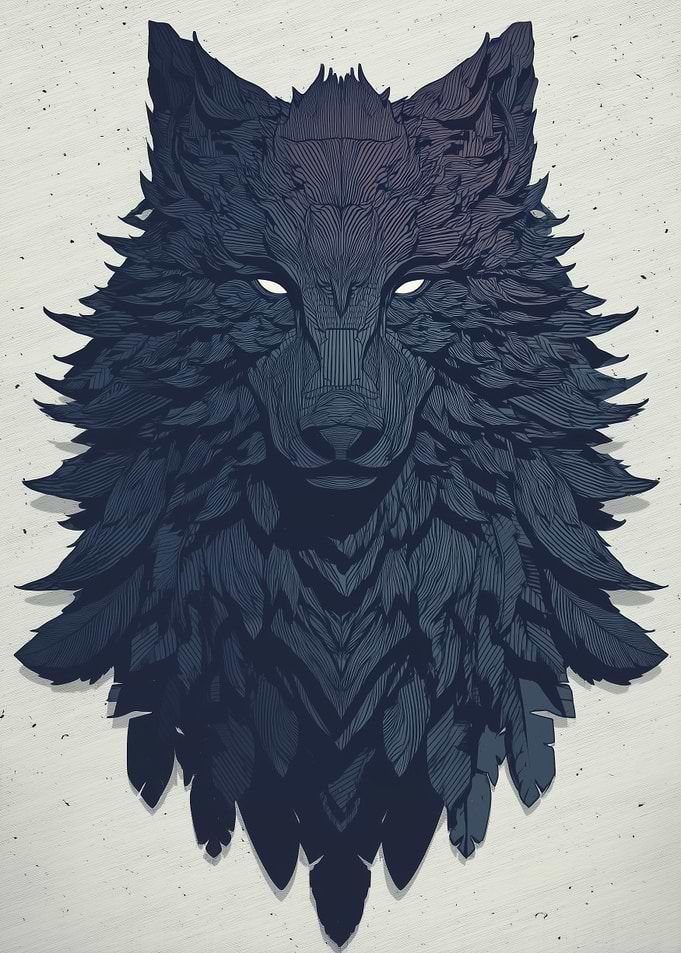 Detailed Black Wolf Portrait