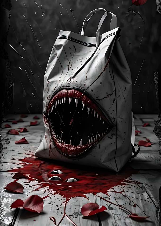 Monster Mouth Bag with Rose Petals