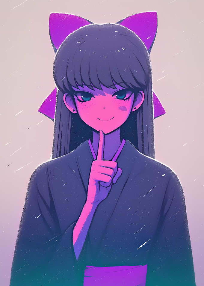 Anime Girl with Bow and Kimono