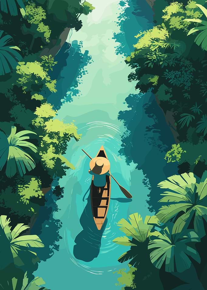 Canoe trip through the jungle river
