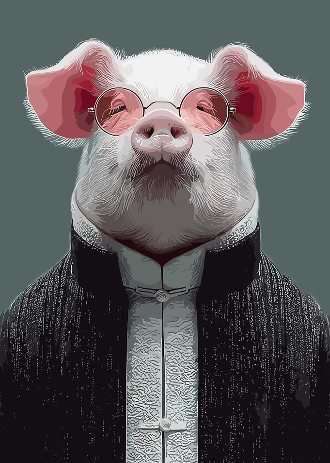 Pig in Suit with Glasses