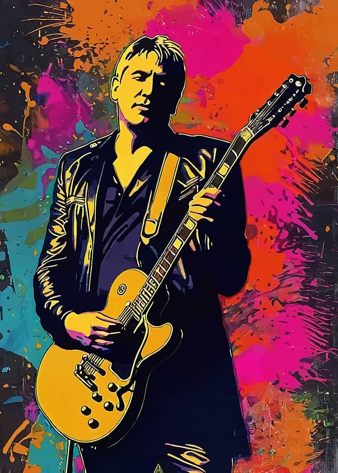 Alex Lifeson with Guitar Colorful Art