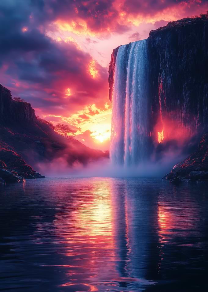 Waterfall at Sunset
