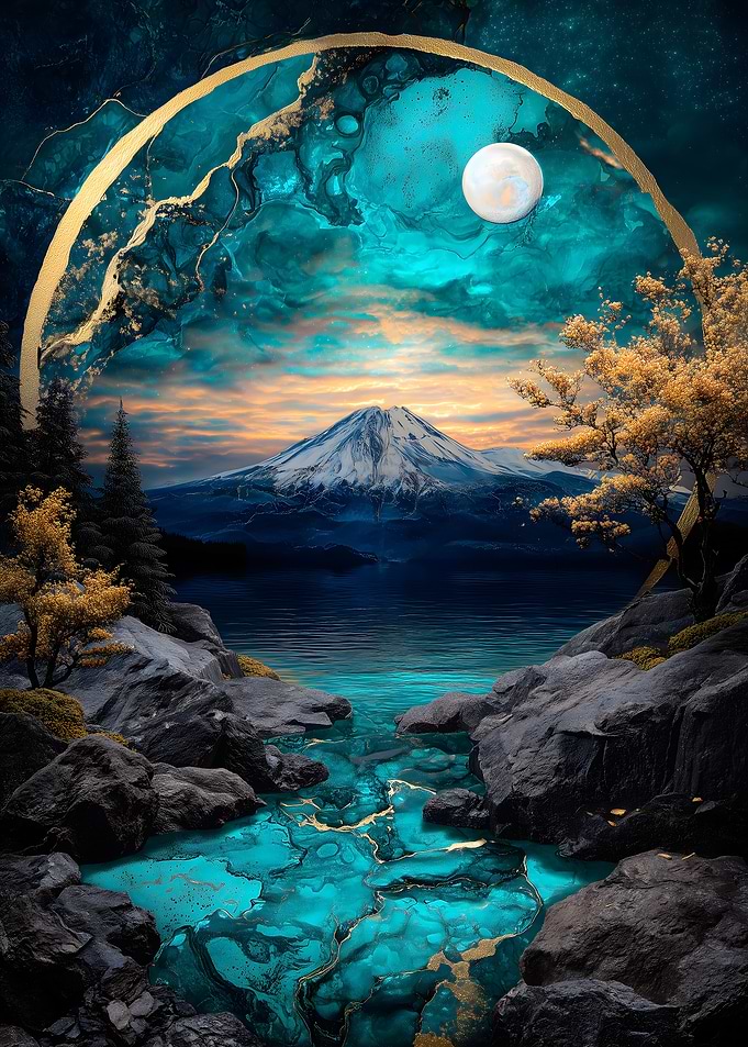 Mountain Lake with Golden Circle