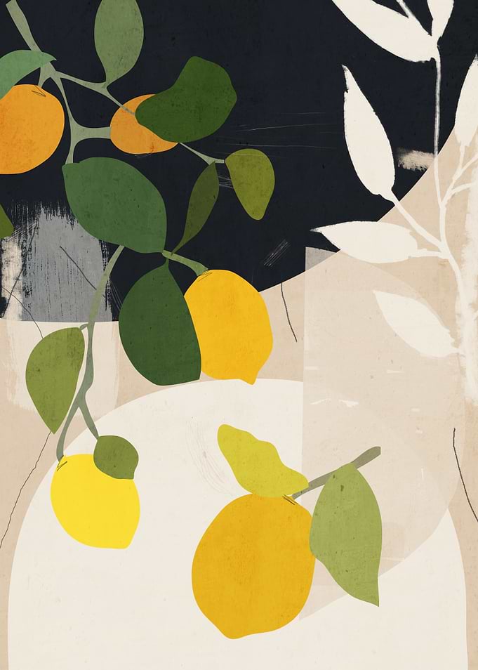 Abstract Lemon and Leaf Art