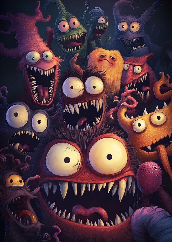Cartoon Monsters Crowd