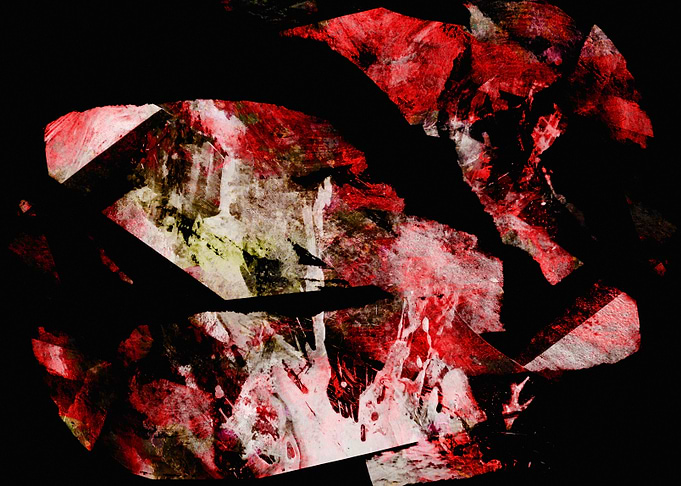 Abstract Red and White on Black