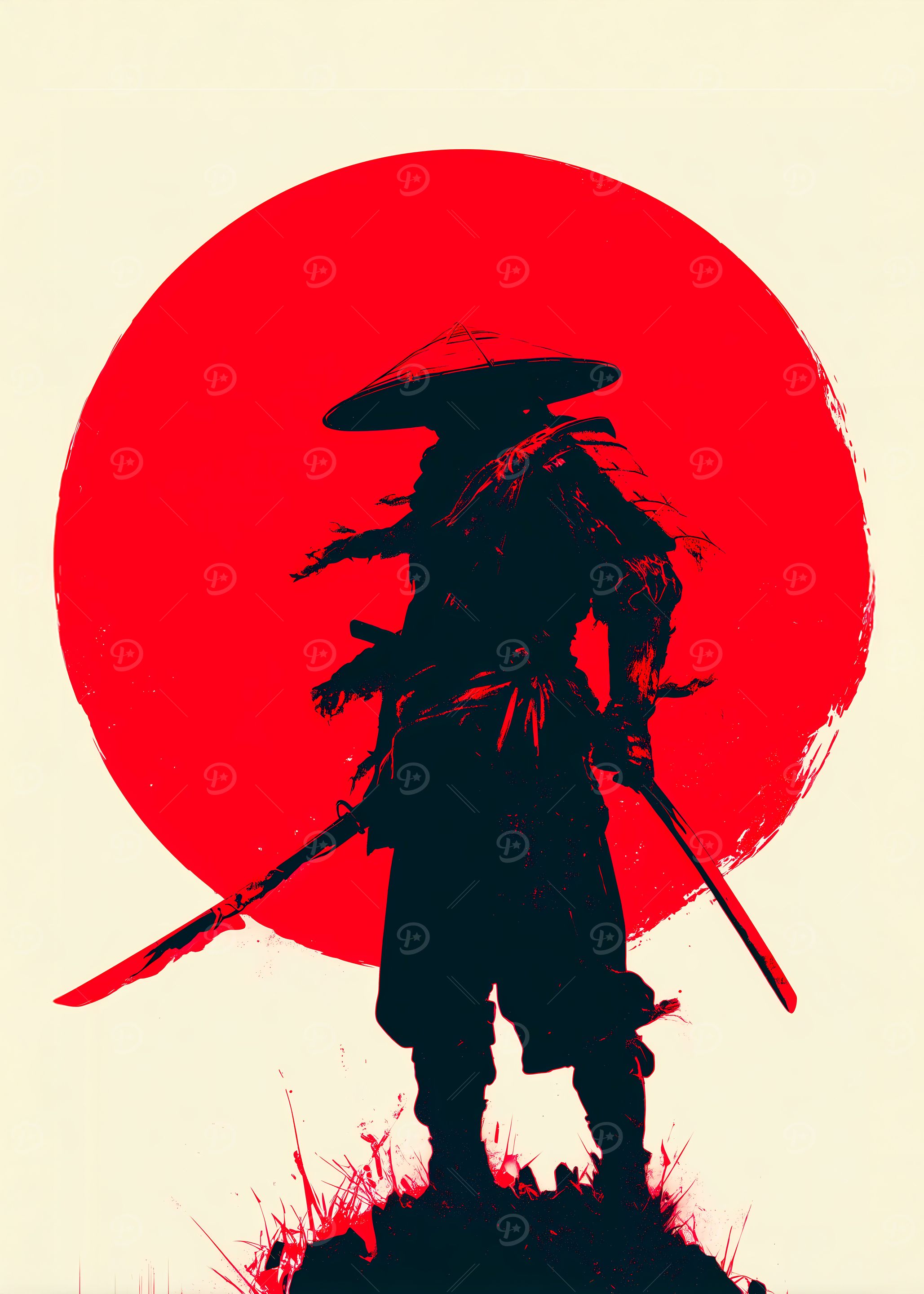 Ink Style Samurai Warrior
