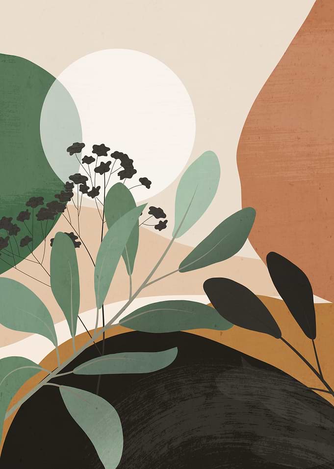 Abstract Floral Art with Geometric Shapes