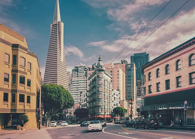 San Francisco Cityscape with Pyramid Building