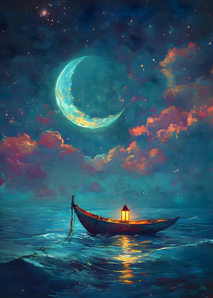 Moonlit Boat on the Water