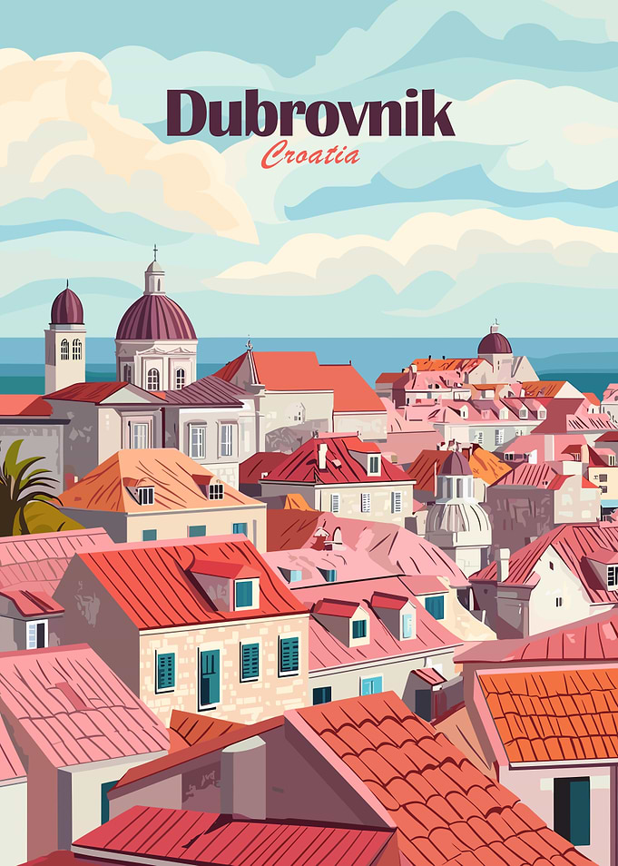 Dubrovnik Croatia Cityscape Illustration