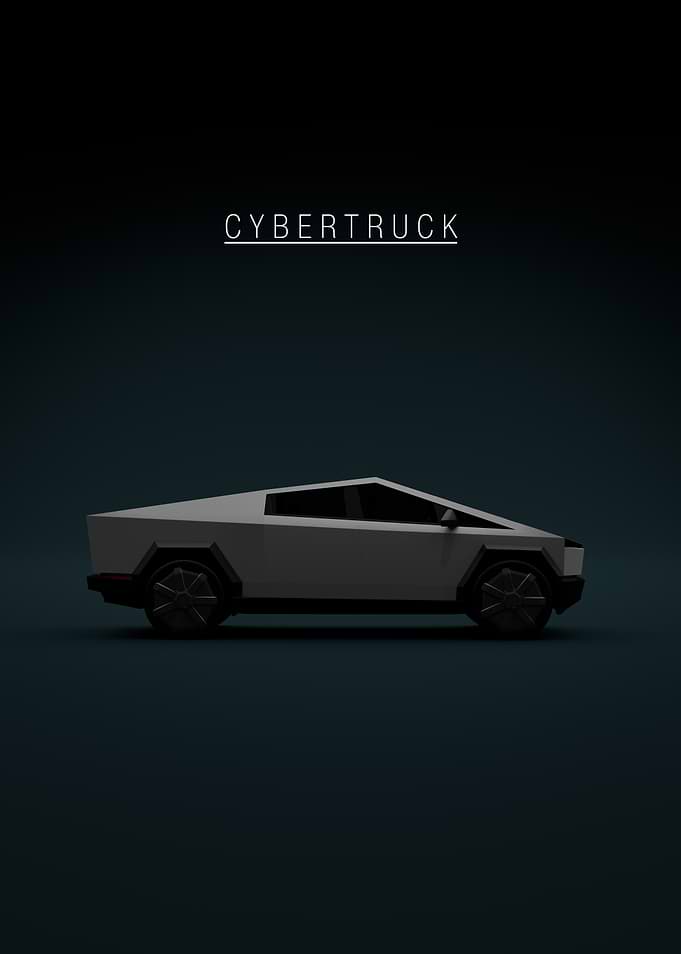 Tesla Cybertruck Silver - Green Bkg