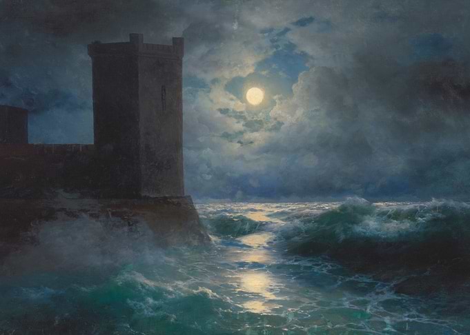 Seascape with Castle and Moonlight