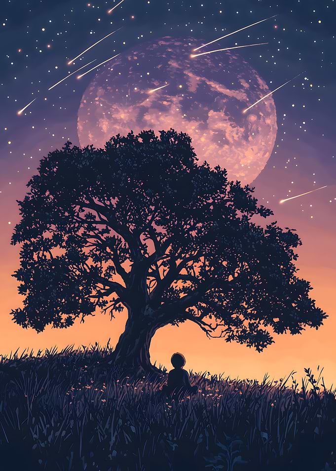 Night Sky Tree Silhouette