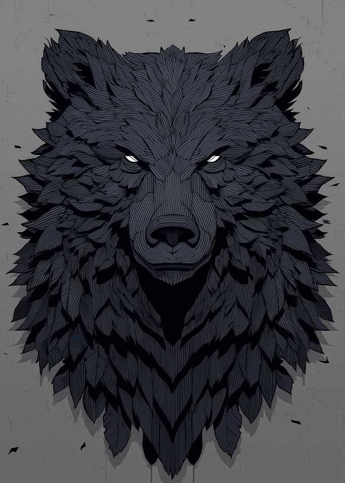 Stylized Black Bear Head Illustration
