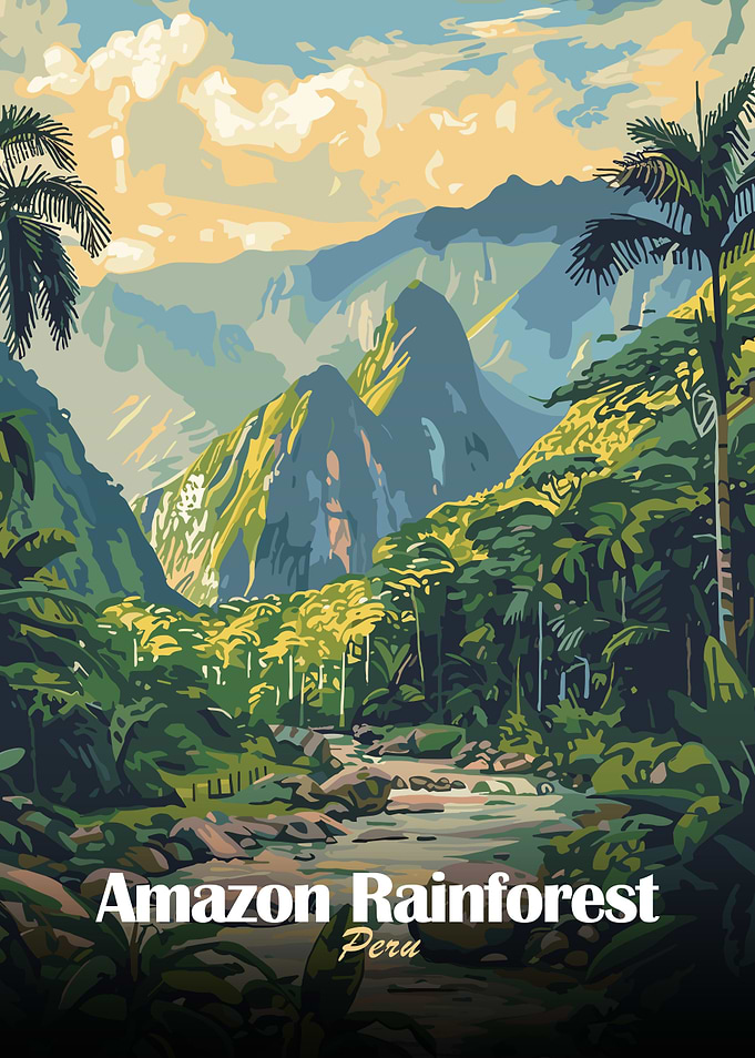 Amazon Rainforest Peru Travel Poster