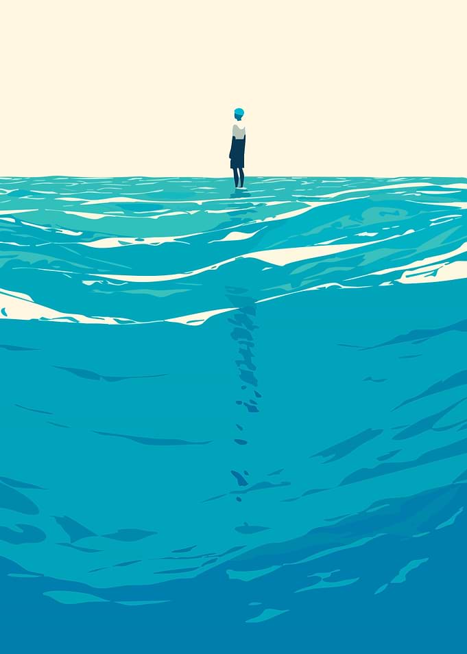Alone Ocean Water Minimalist Art Illustration