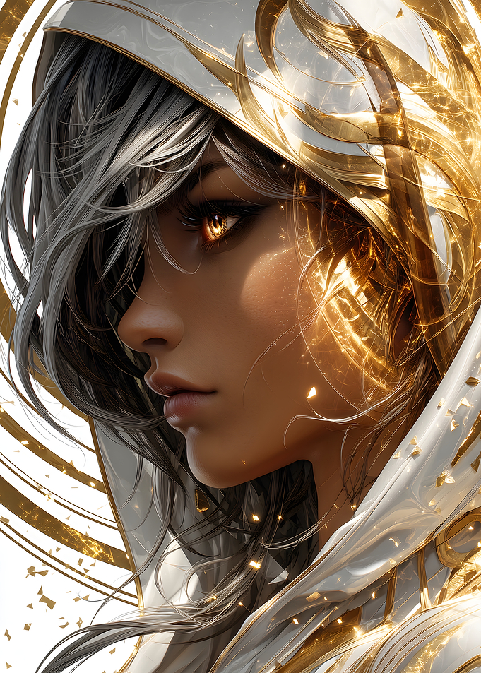 Golden Hooded Woman Profile