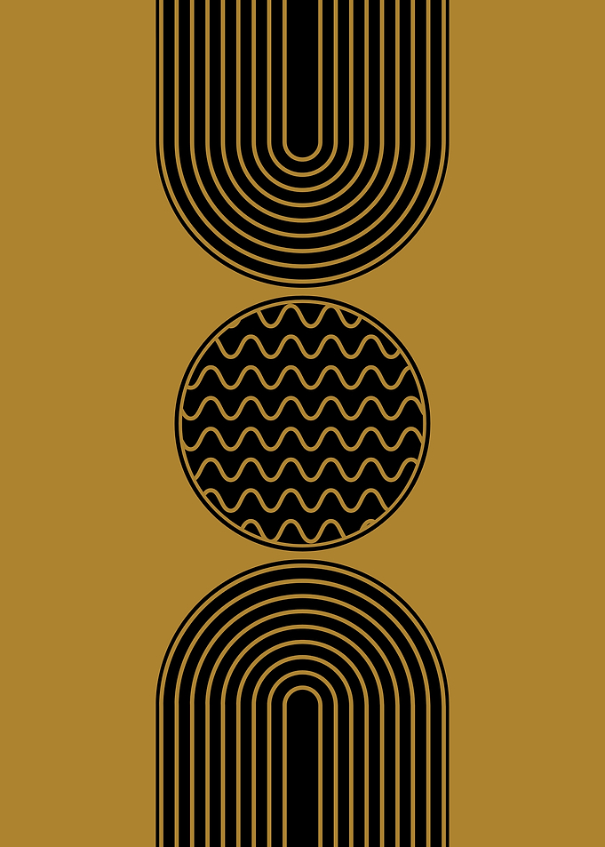 Abstract Geometric Shapes on Gold Background