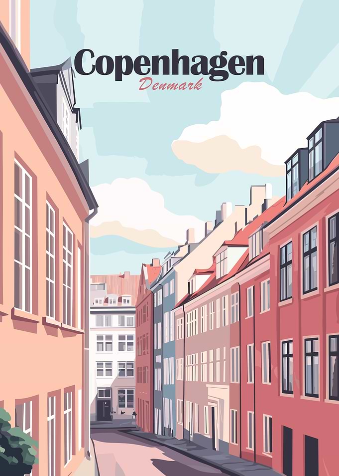 Copenhagen, Denmark Cityscape Illustration