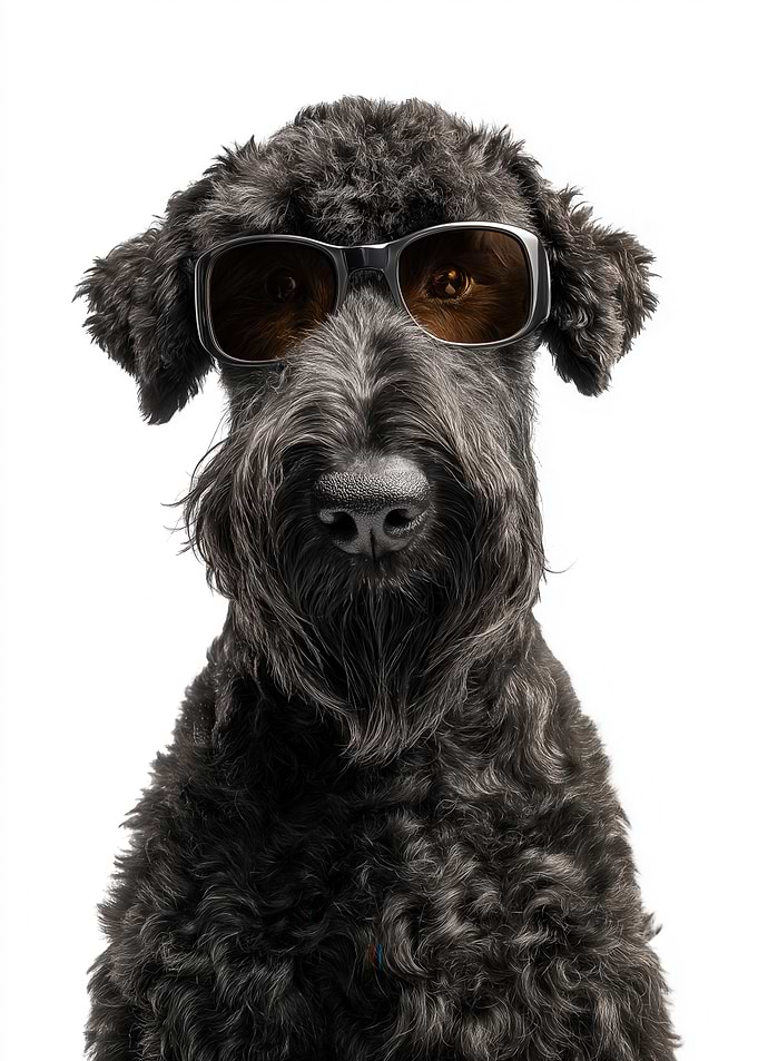 Cool Kerry Blue Terrier Dog with Sunglasses Portrait