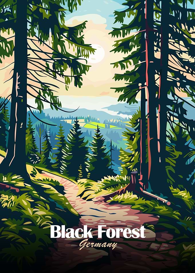 Black Forest Germany Landscape Illustration