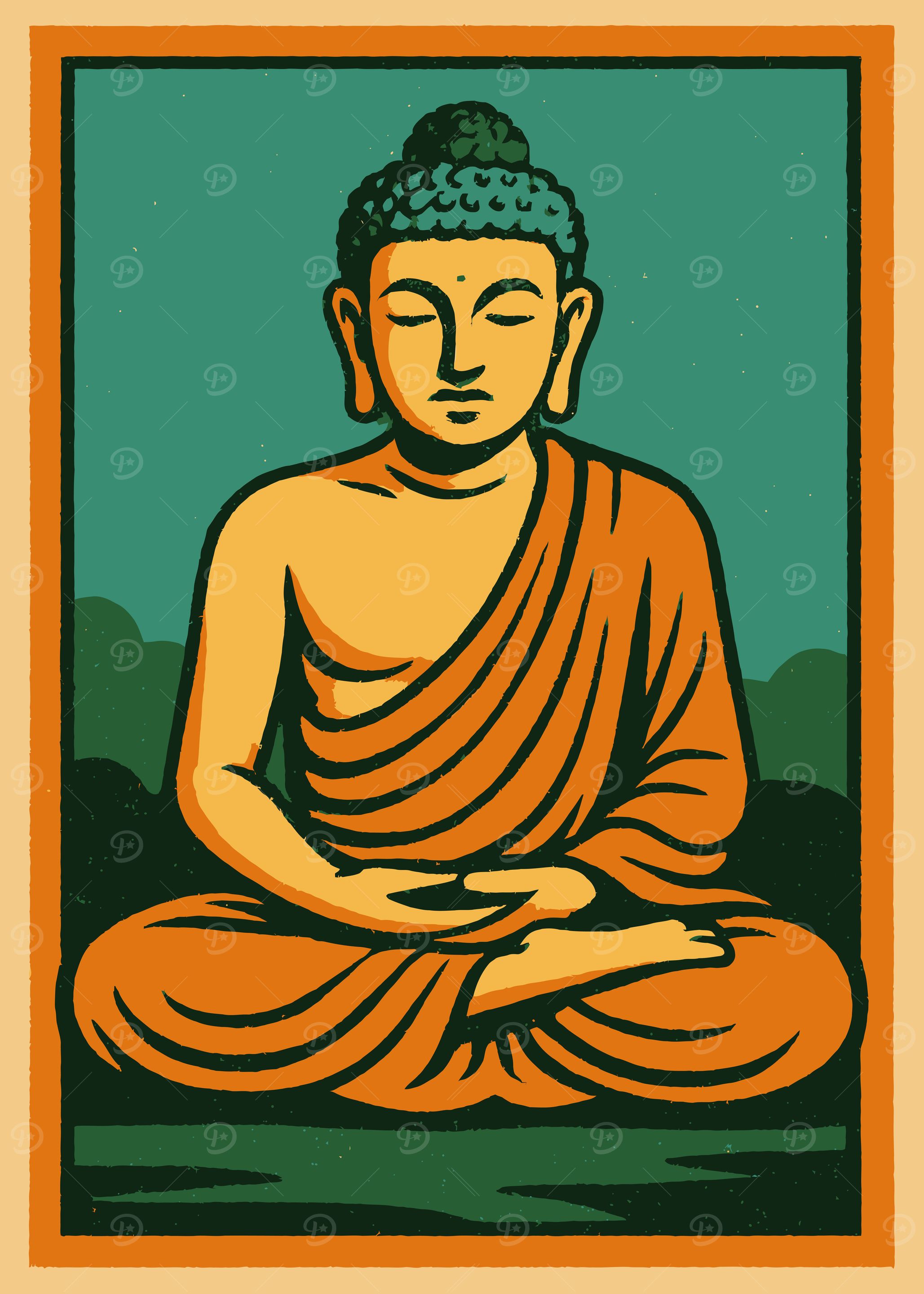 Buddha Illustration in Meditation Pose