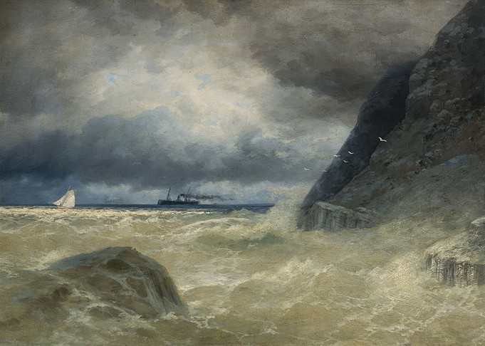 Seascape with Ships and Rocky Coast