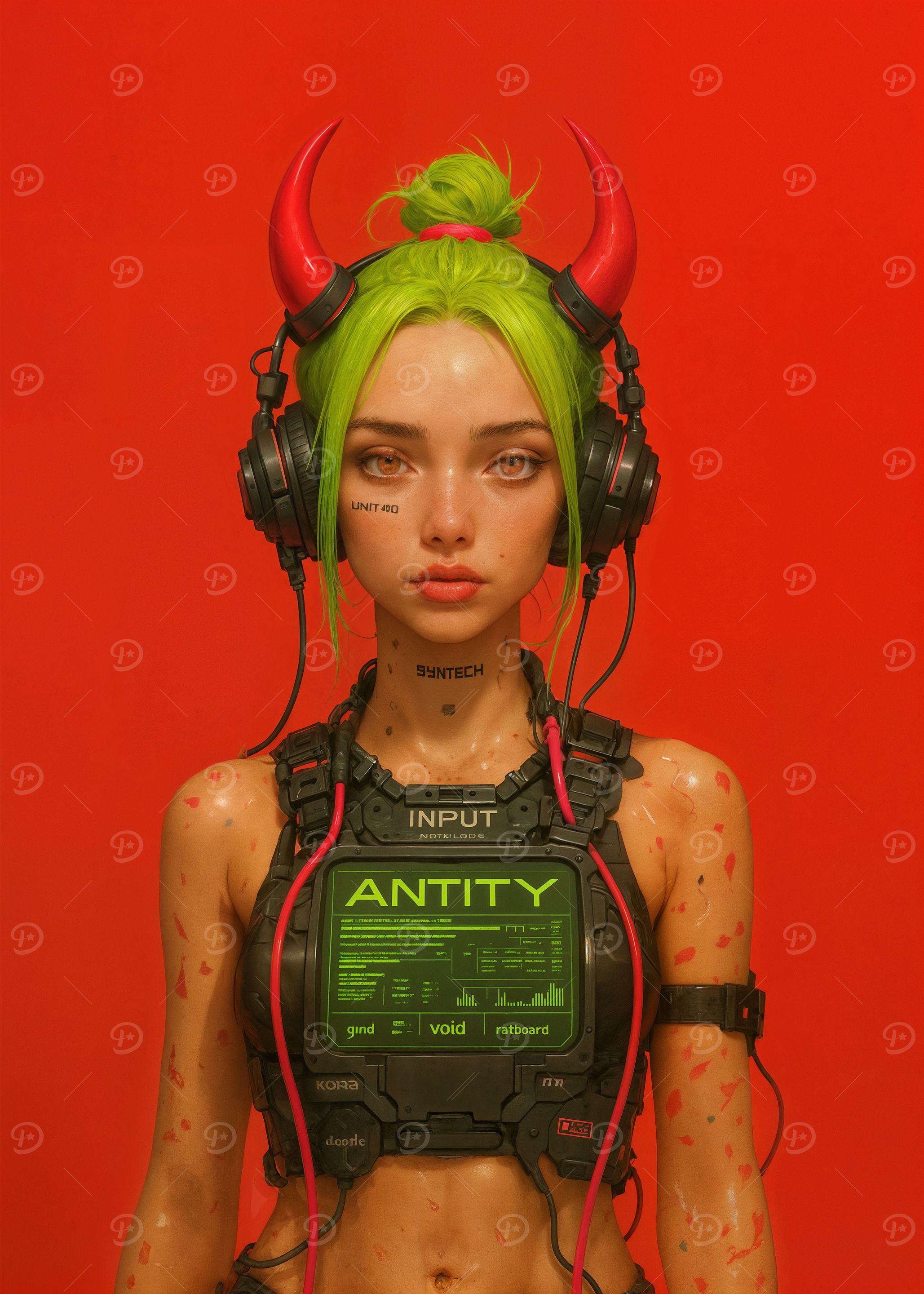 Cyberpunk Girl with Headphones