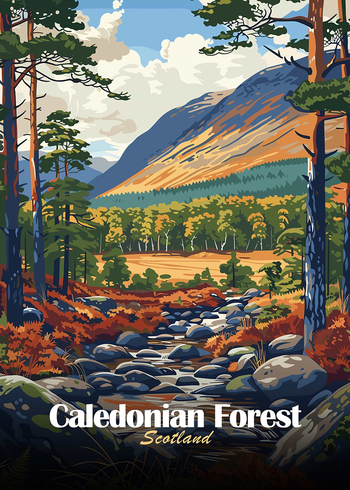 Caledonian Forest Scotland Landscape Art
