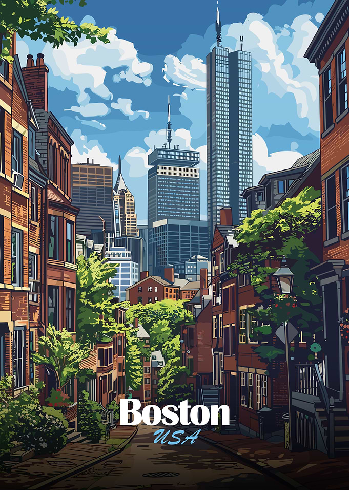 Boston USA Cityscape Illustration