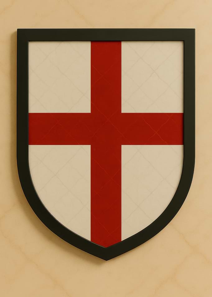 Shield with Red Cross of Saint George - Marble look