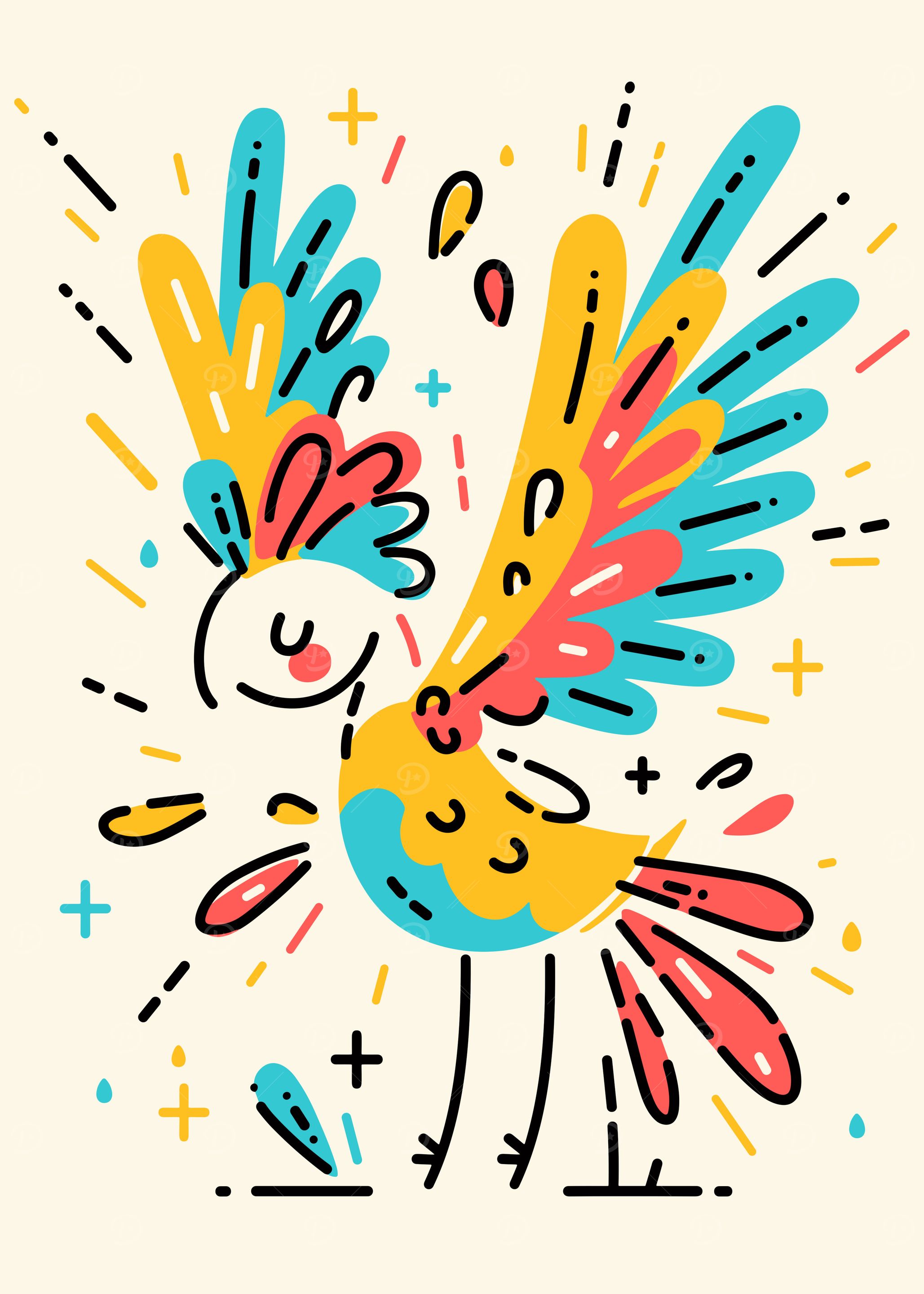 Colorful Cartoon Bird Illustration