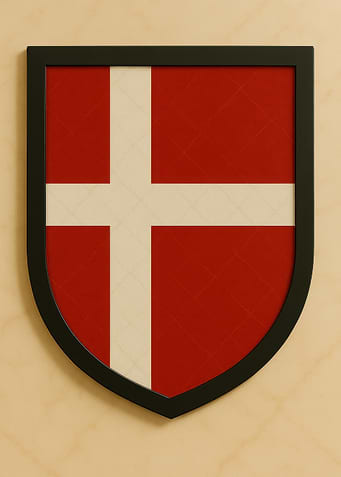 Danish Flag Shield with Black Frame - Marble look