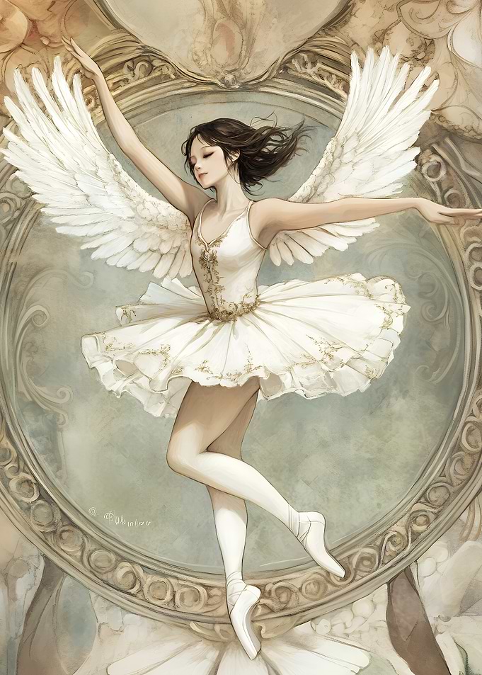 Winged Ballerina in Ornate Frame