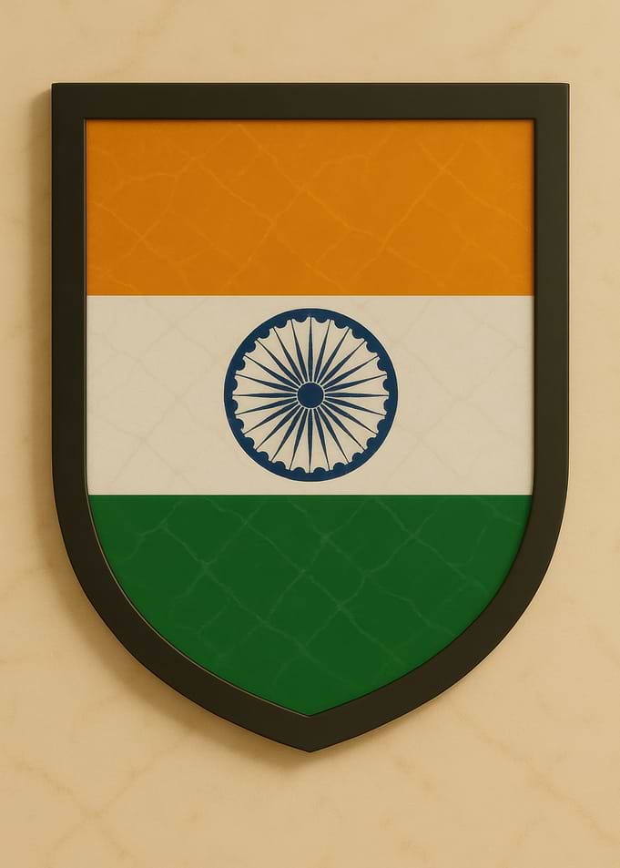 Framed Indian Flag Art - Marble look