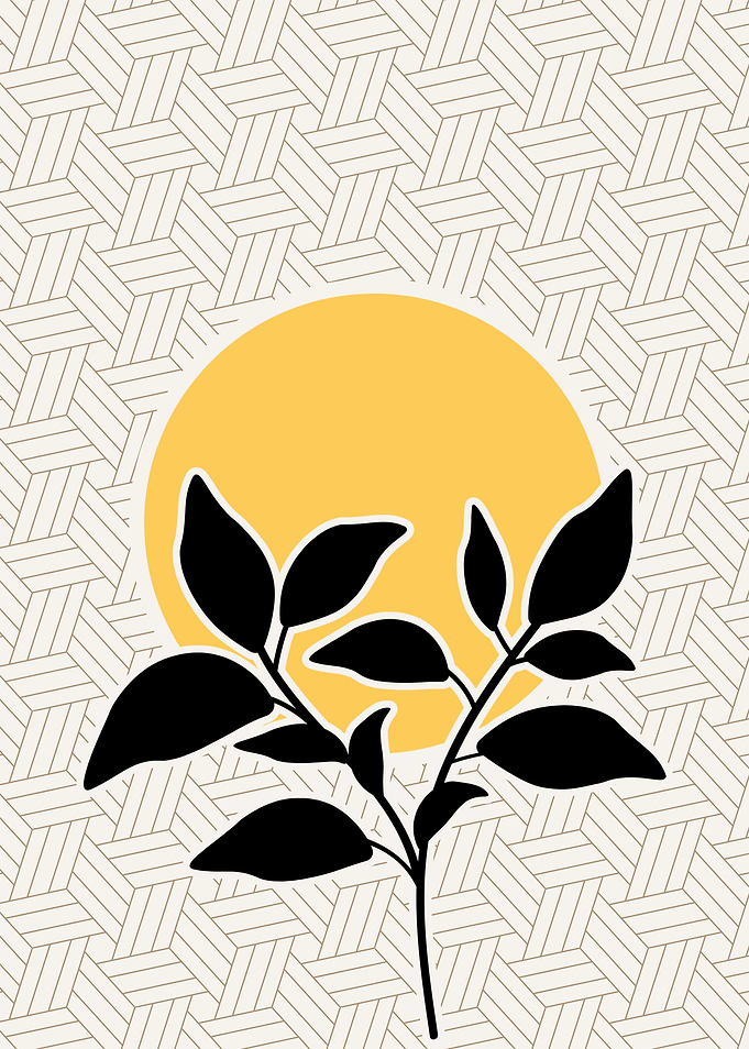 Botanical Art with Geometric Background