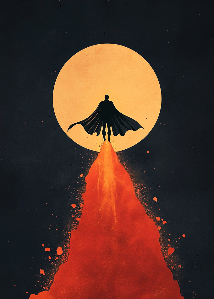 Hero Silhouette Against Moon