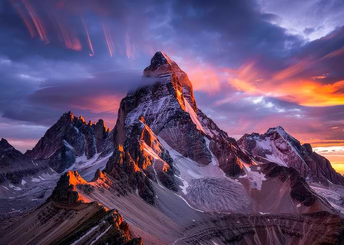 Majestic Mountain Peak at Sunset