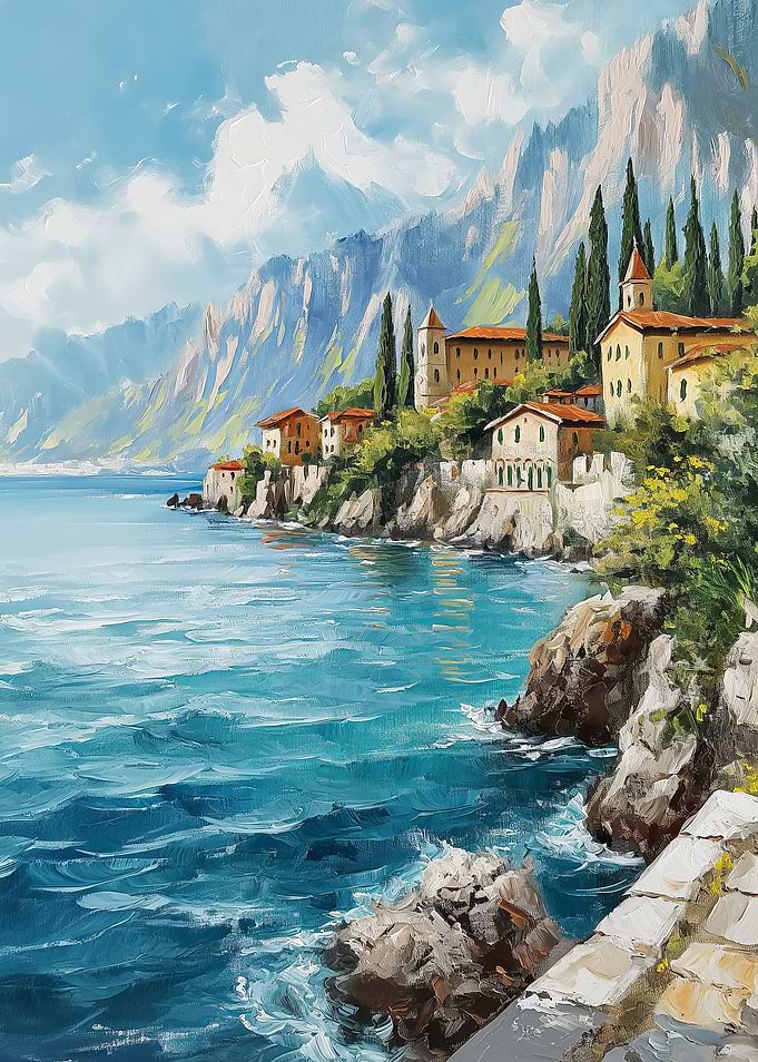 Coastal Village Painting