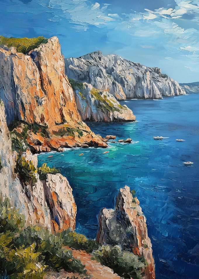 Coastal Cliff Oil Painting
