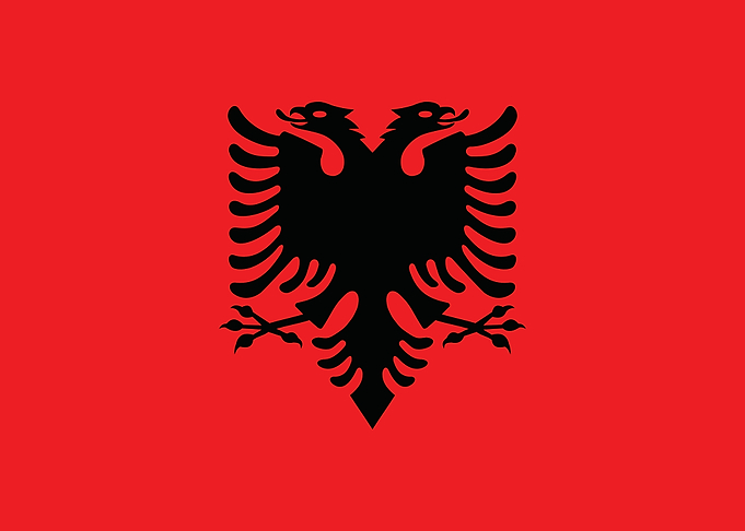 Albanian Flag with Double-Headed Eagle
