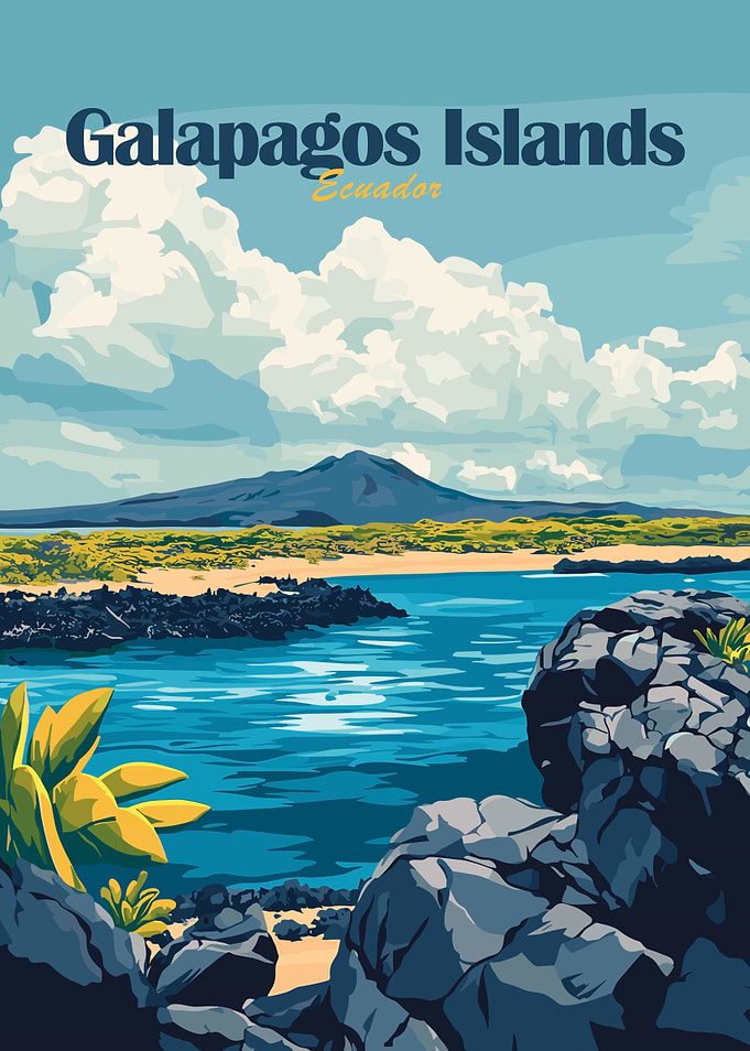 Galapagos Islands Ecuador Travel Poster
