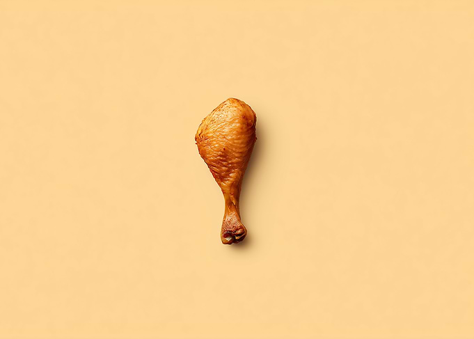Roasted Chicken Leg on Beige Background