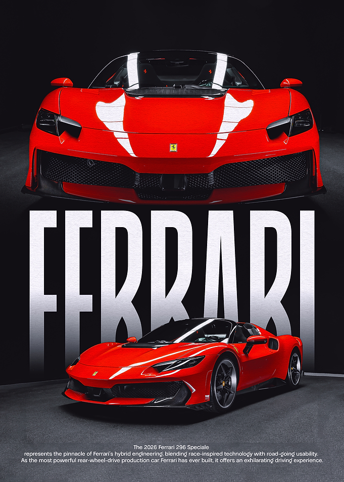 Red Ferrari 296 Speciale Car Poster