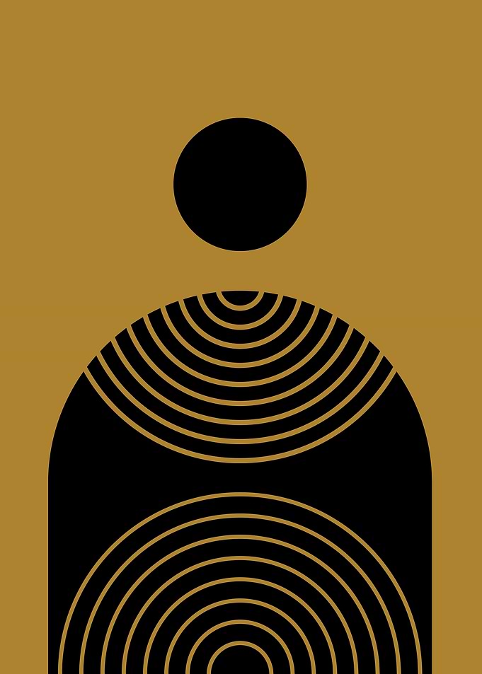 Abstract Geometric Art in Black and Gold