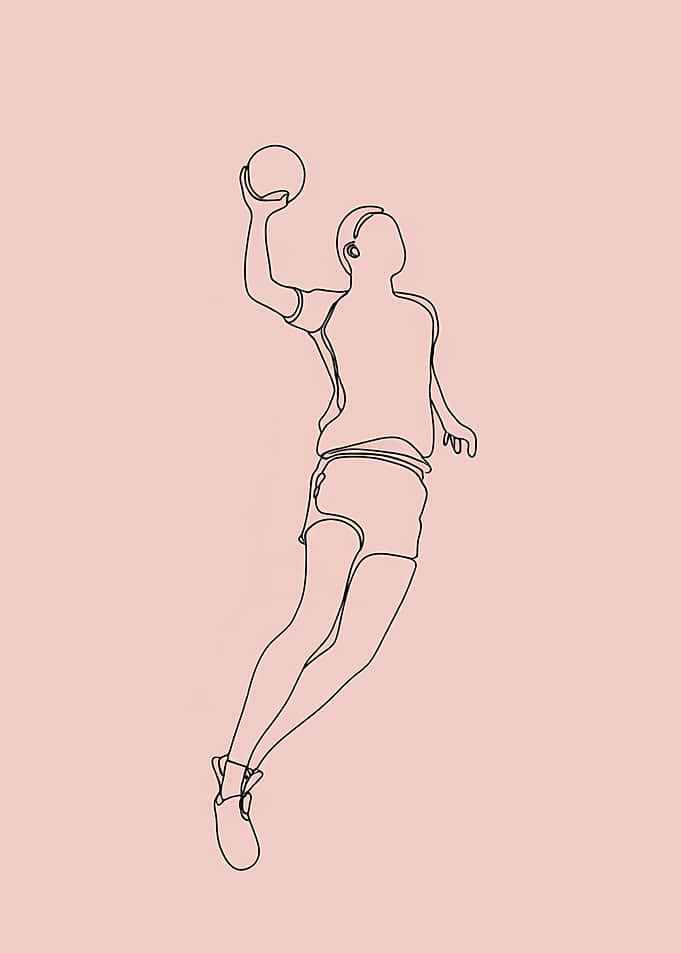 Handball Player Minimalist Line Art