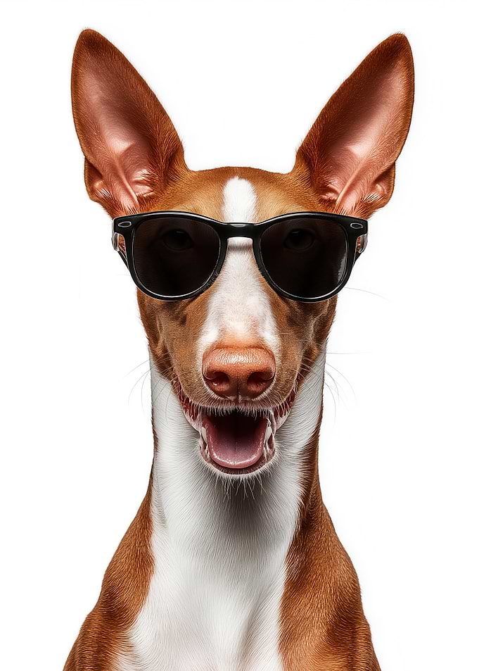 Cool Ibizan Hound Dog with Sunglasses
