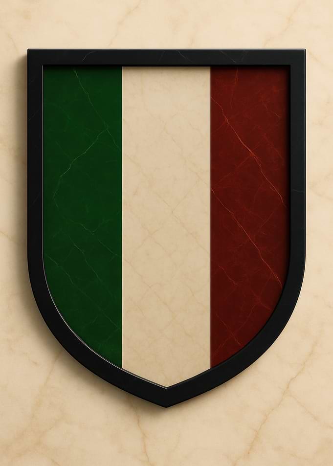 Italian Flag Shield Framed Art - Marble look